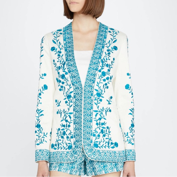 ALICE AND OLIVIA - EMBROIDERED OFFICE COLLARLESS CHRISELLE BLAZER - Picture 4 of 4